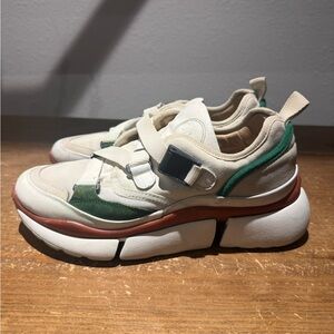 Chloe Cream and Green Women's Sneakers